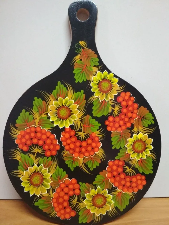 Декоративная доска калина в подсолнухахИлона Ныркова завиток